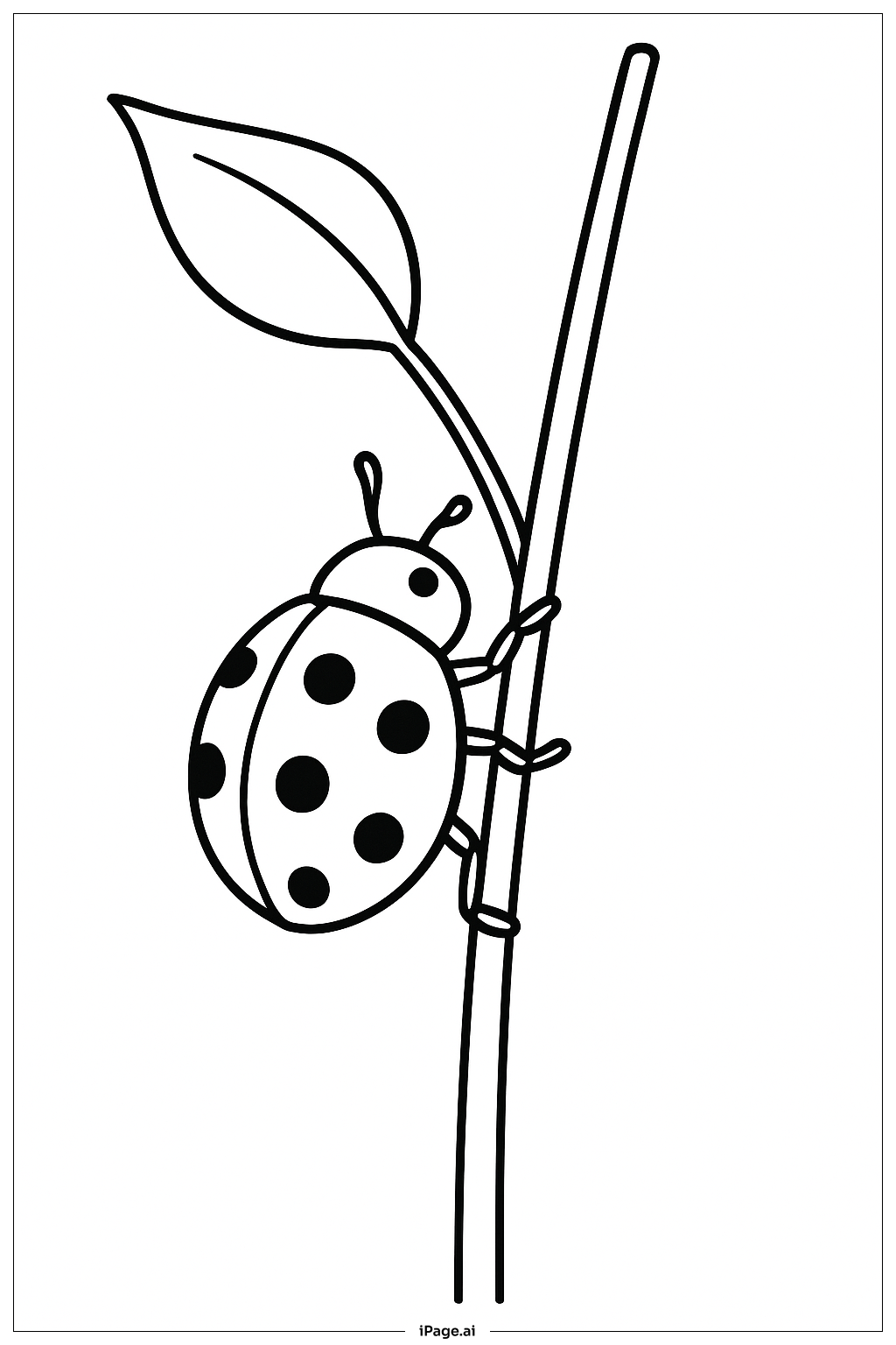  Página para colorir de Joaninha em um Talinho 