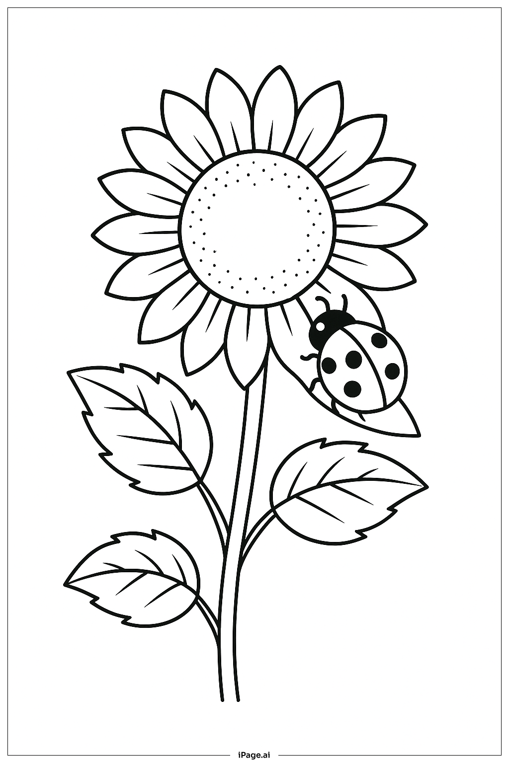  瓢虫在向日葵上填色页 