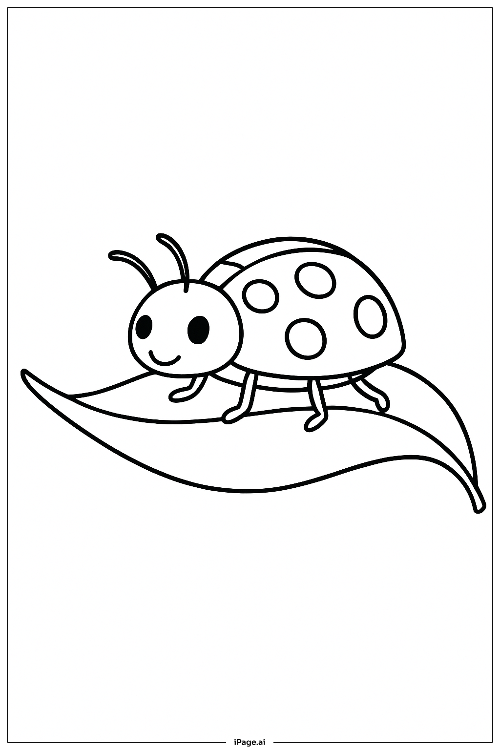  瓢虫骑叶子填色页 