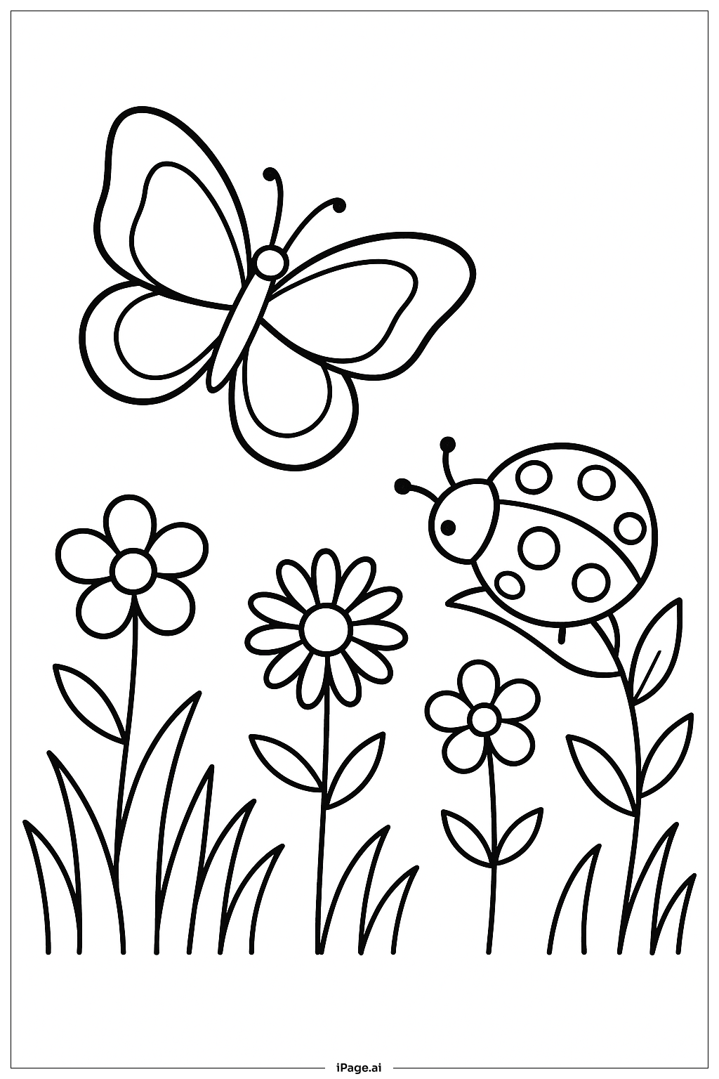  Ladybug With Butterfly Friend Coloring Page 