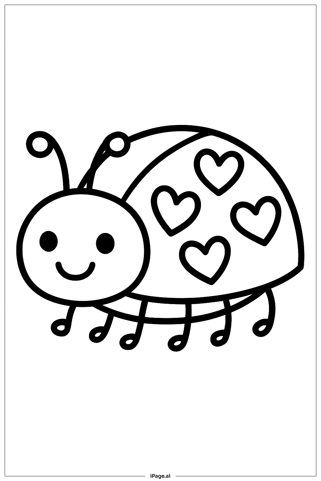  带心形斑点的瓢虫填色页 