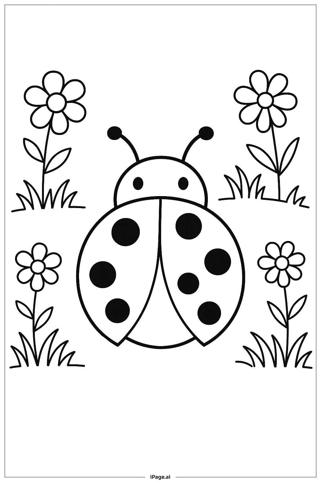 瓢蟲與簡單花園著色頁