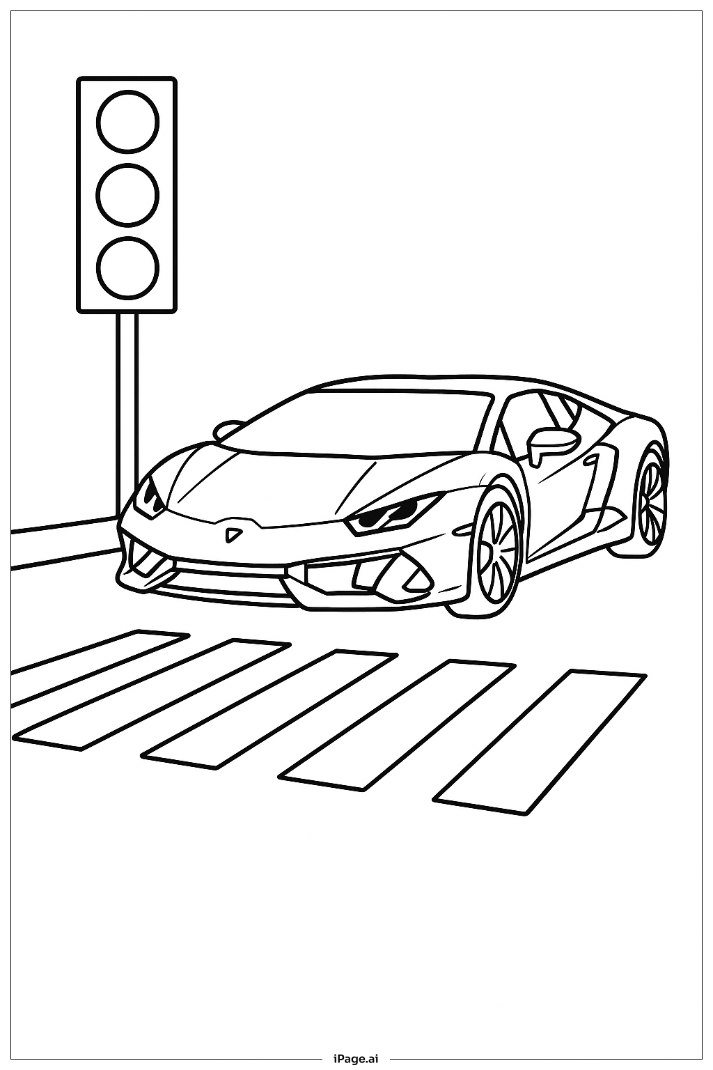  Página para colorear de Lamborghini en el Paso de Peatones 
