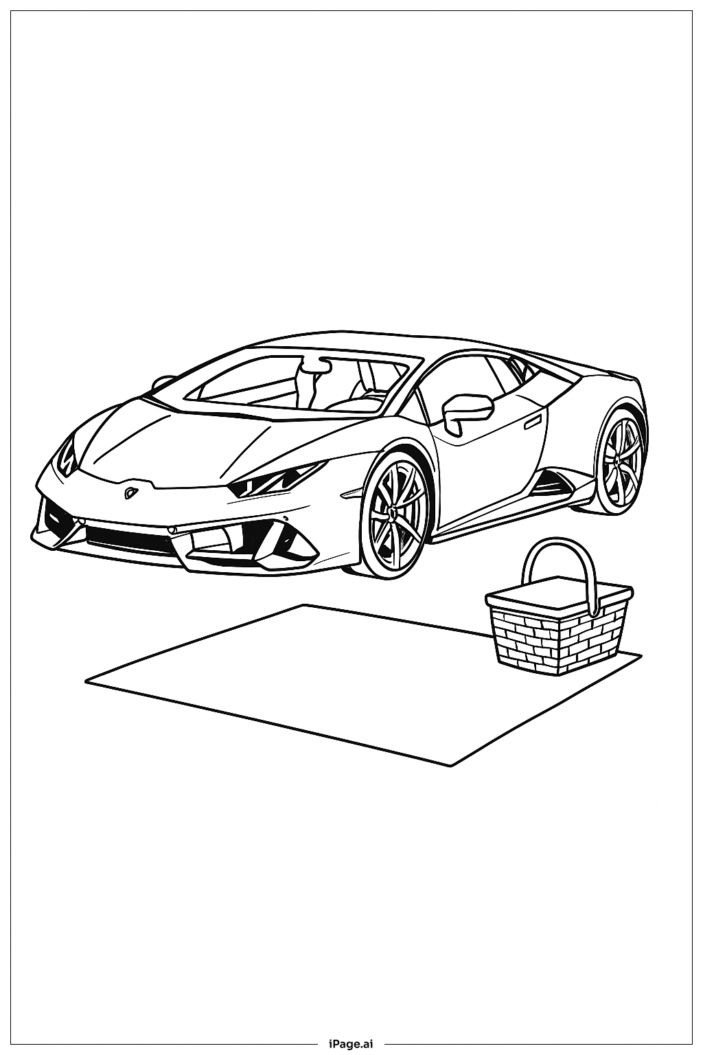  Page de coloriage Lamborghini au lieu de pique-nique 
