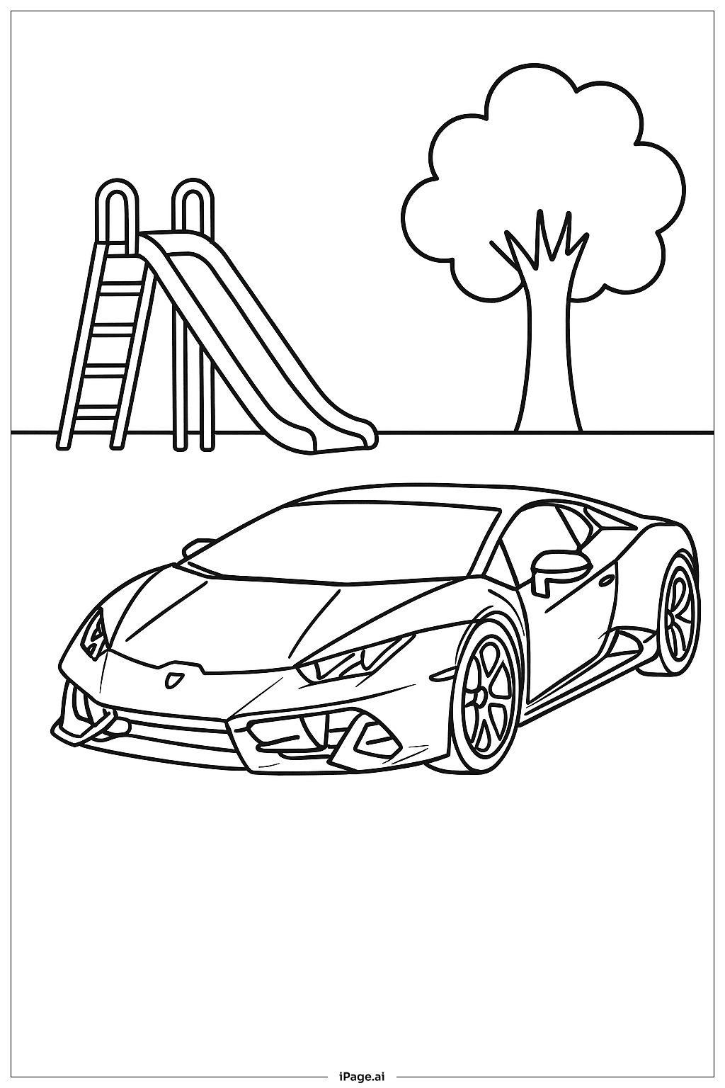  游乐场的兰博基尼填色页 