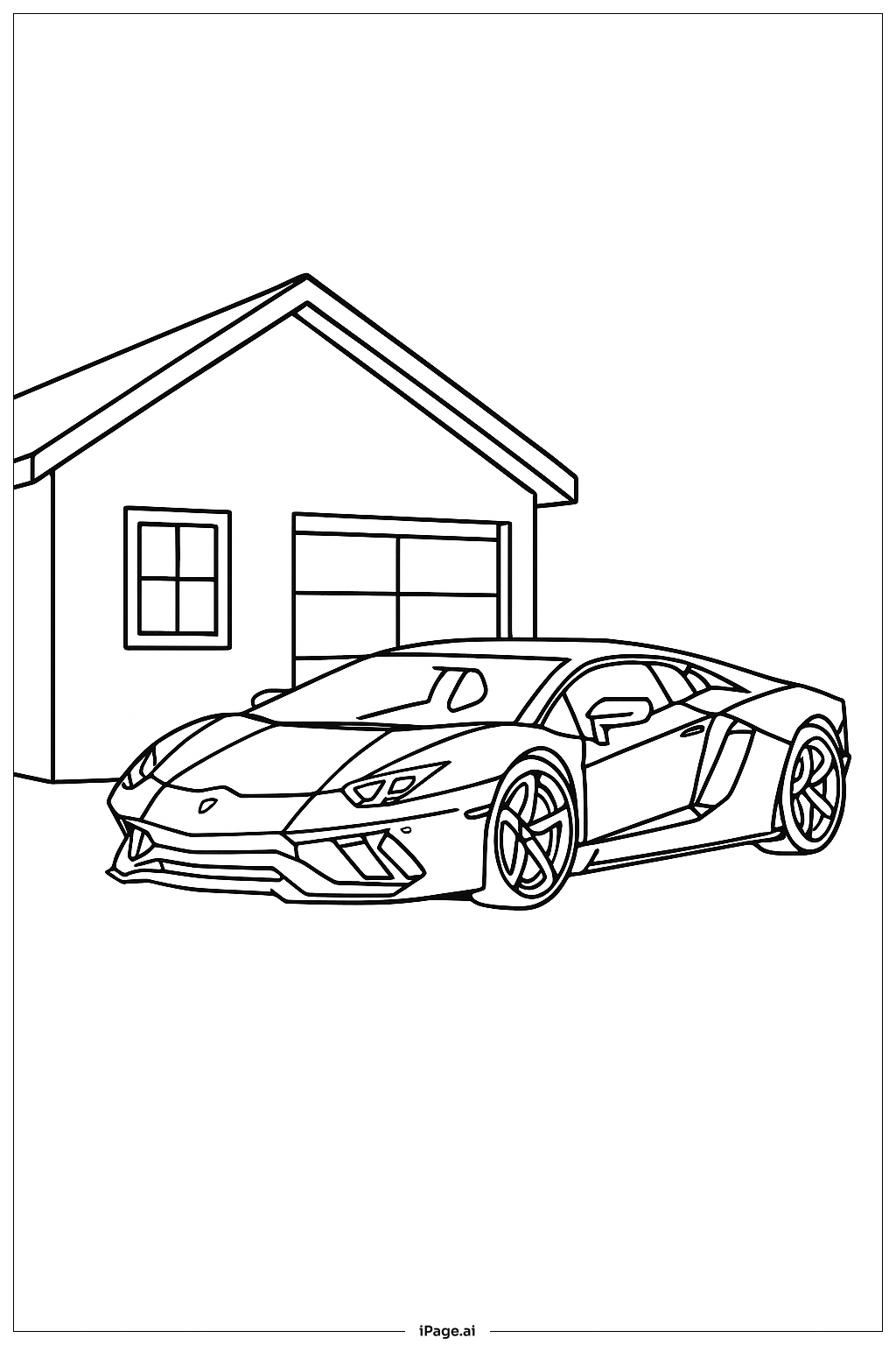  Page de coloriage Lamborghini dans le garage 