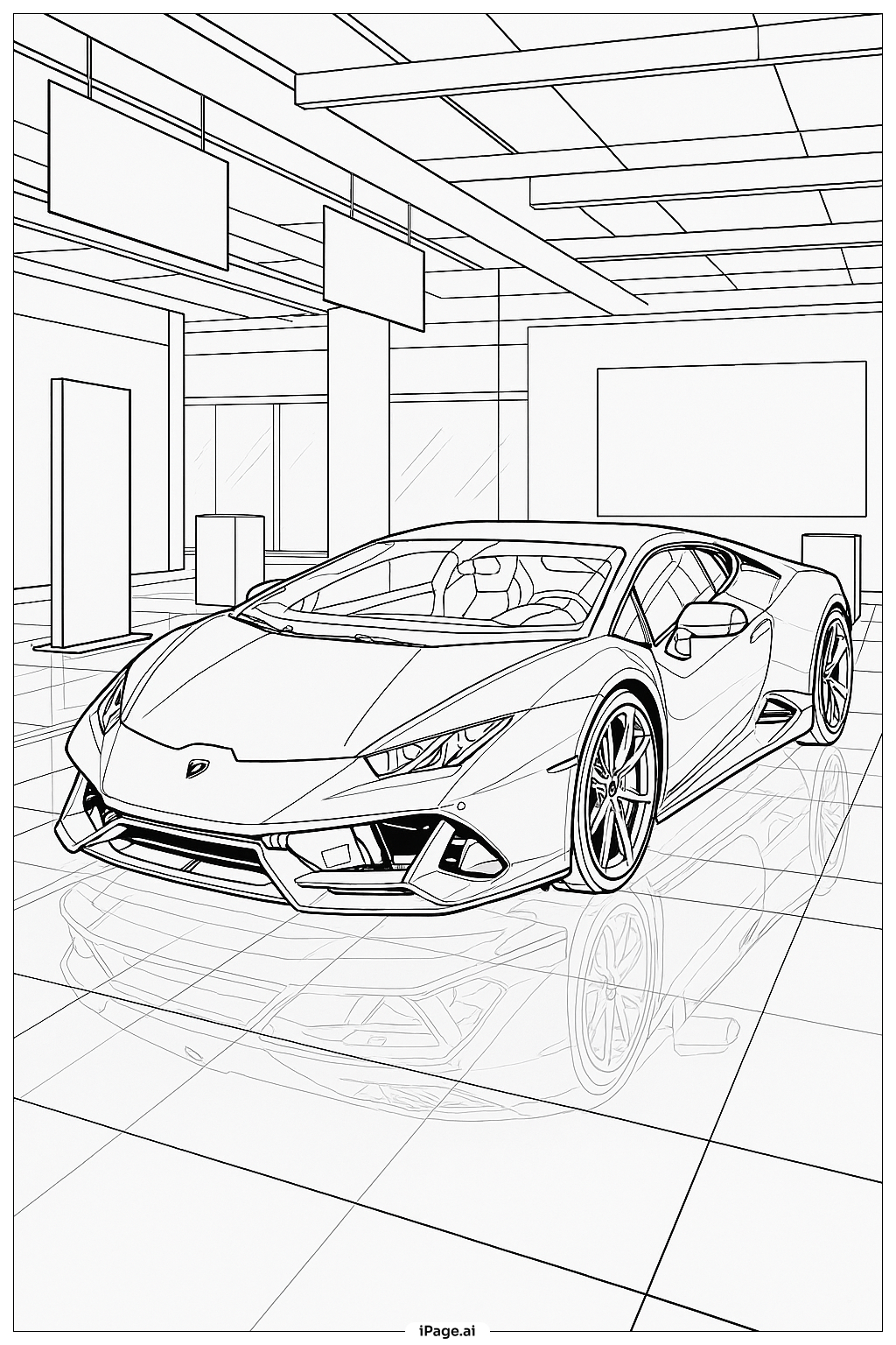 兰博基尼展厅填色页