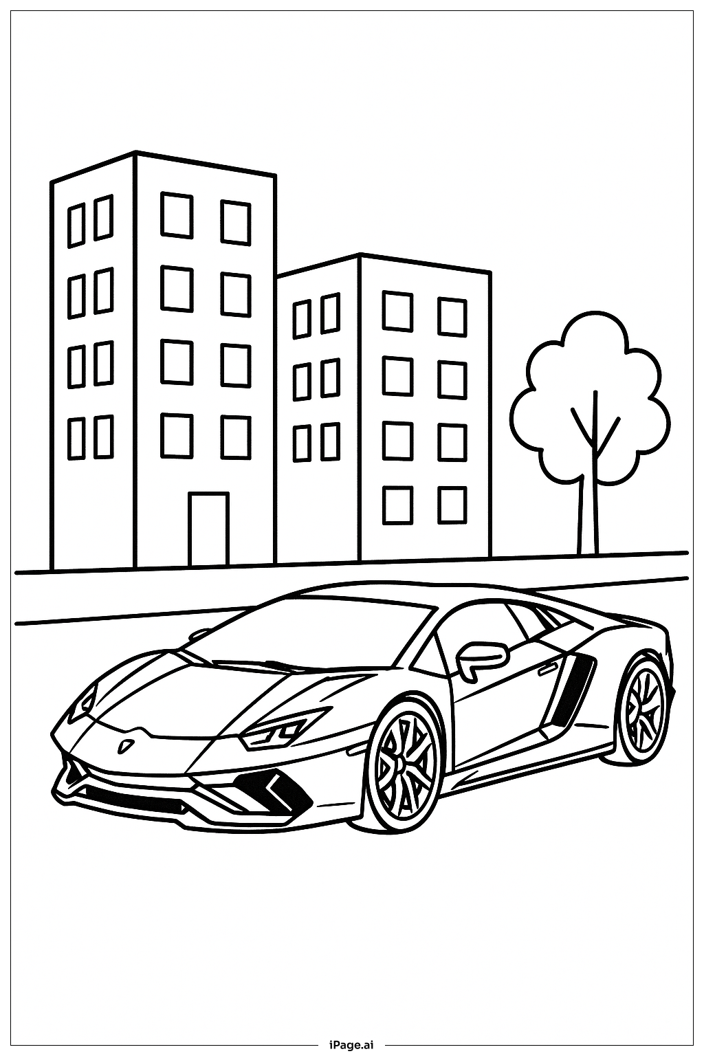 小镇里的兰博基尼填色页