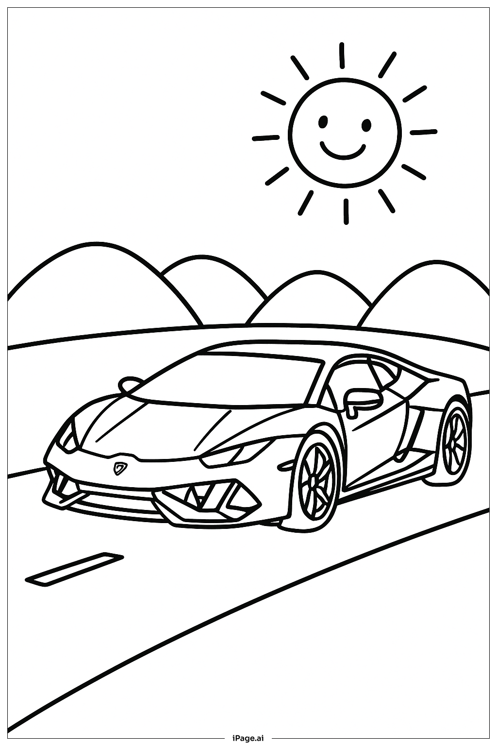 蘭博基尼鄉間公路著色頁 