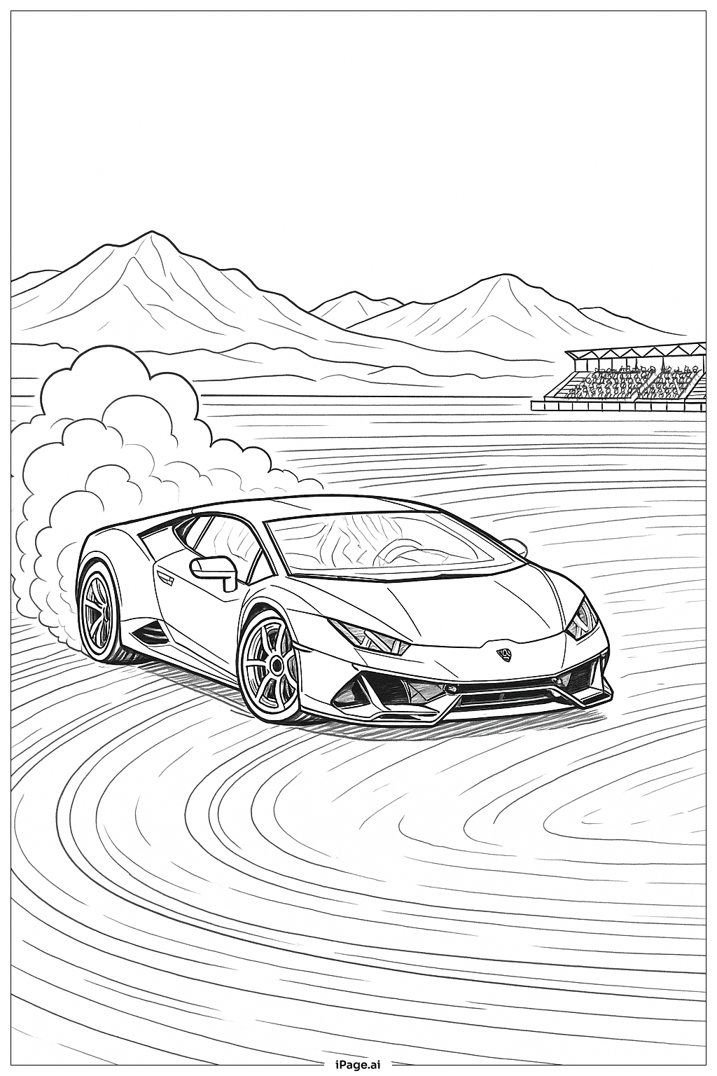  盐滩上的兰博基尼填色页 
