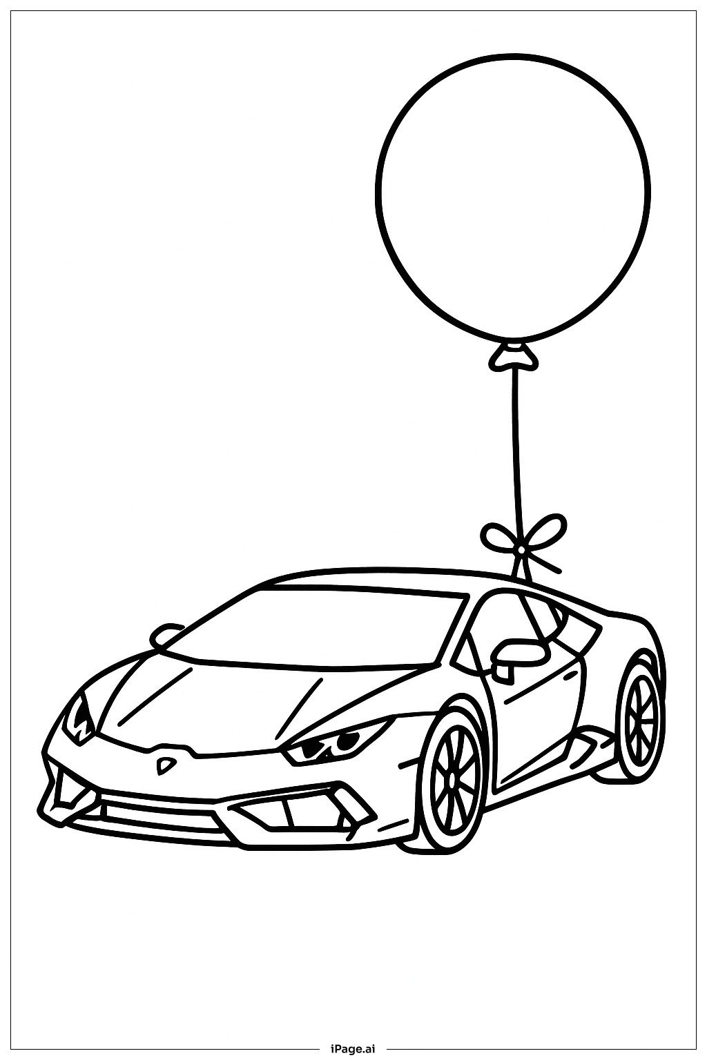  Página para colorear de Lamborghini con globo 