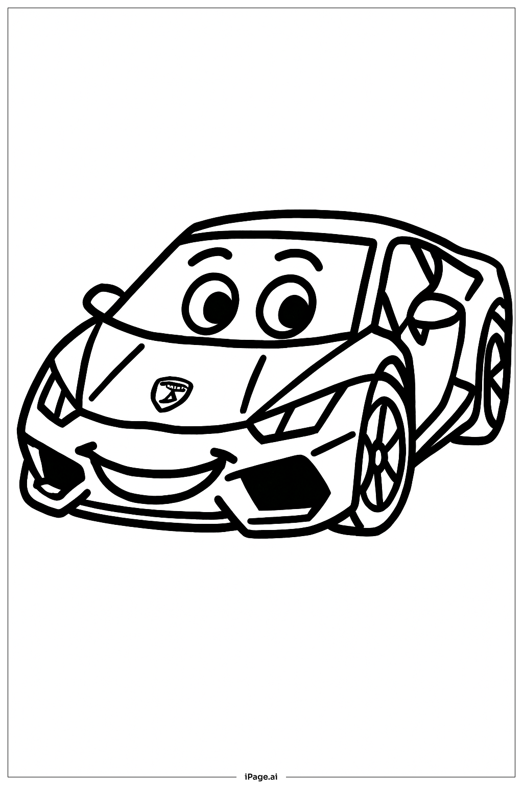  带卡通脸的兰博基尼填色页 