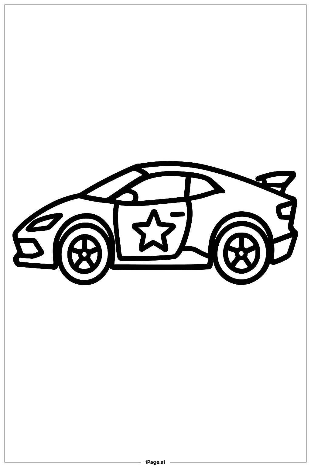  带星星贴纸的兰博基尼填色页 