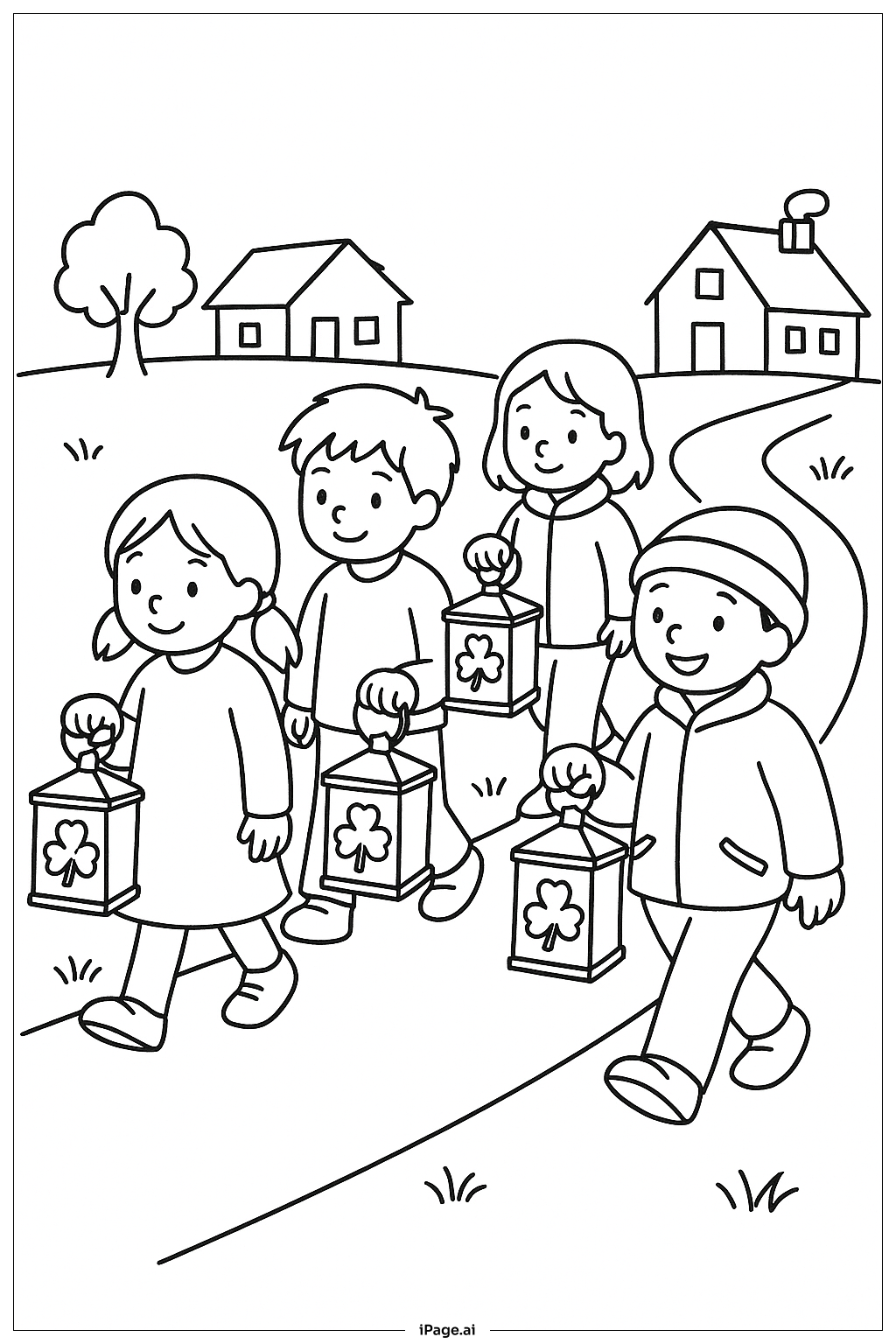  Lantern Parade St. Patrick's Day Coloring Page 