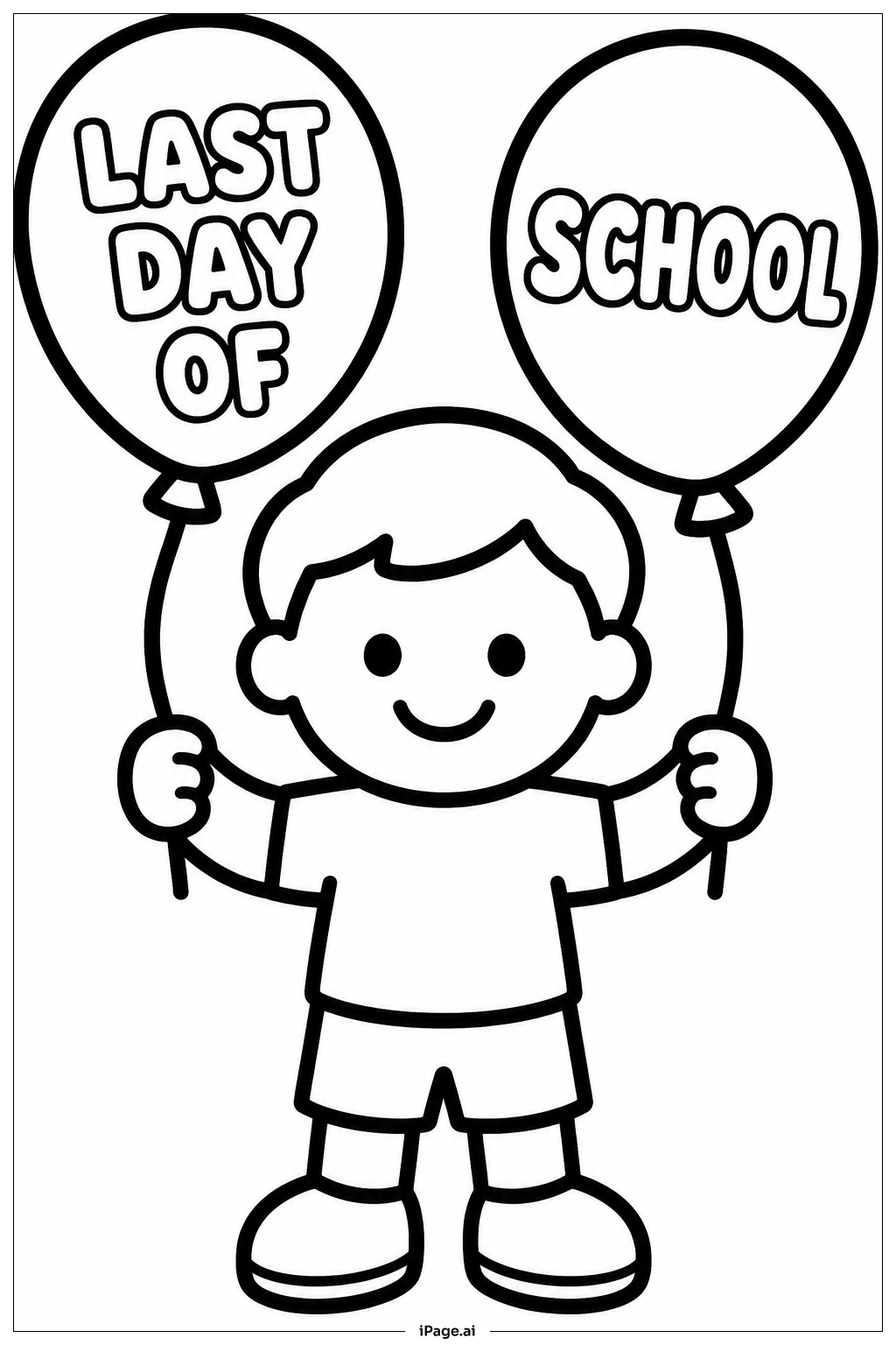 学年最終日に風船を持っての塗り絵ページ