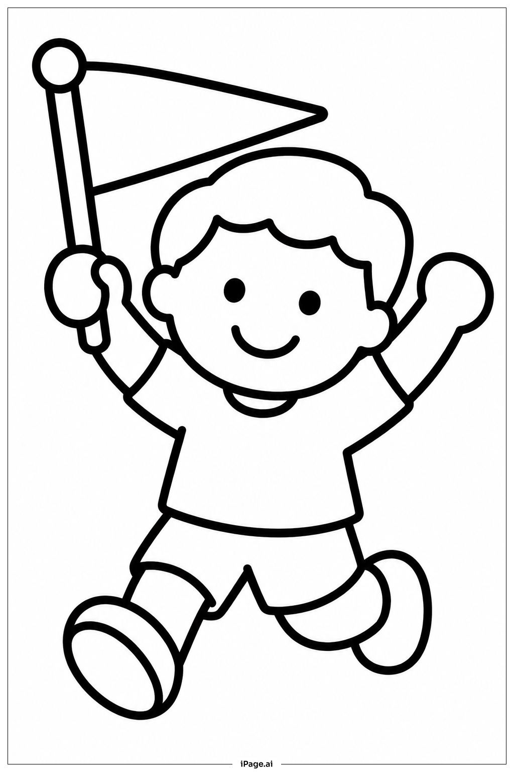 終業式のハッピーランナーの塗り絵ページ
