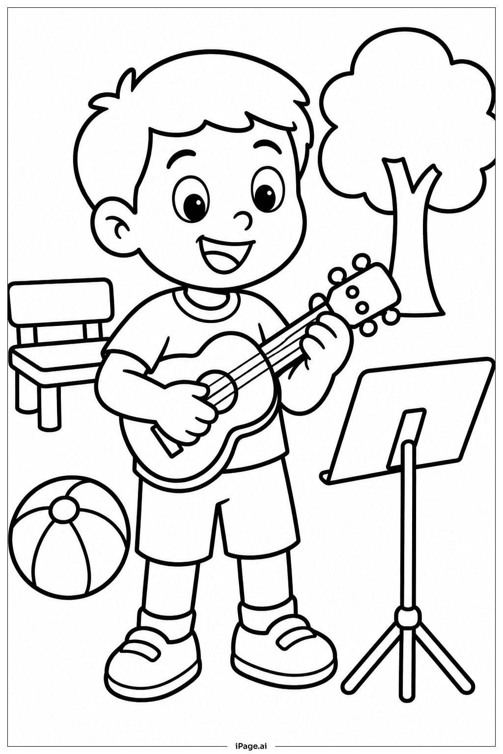 終業式の音楽休み時間の塗り絵ページ