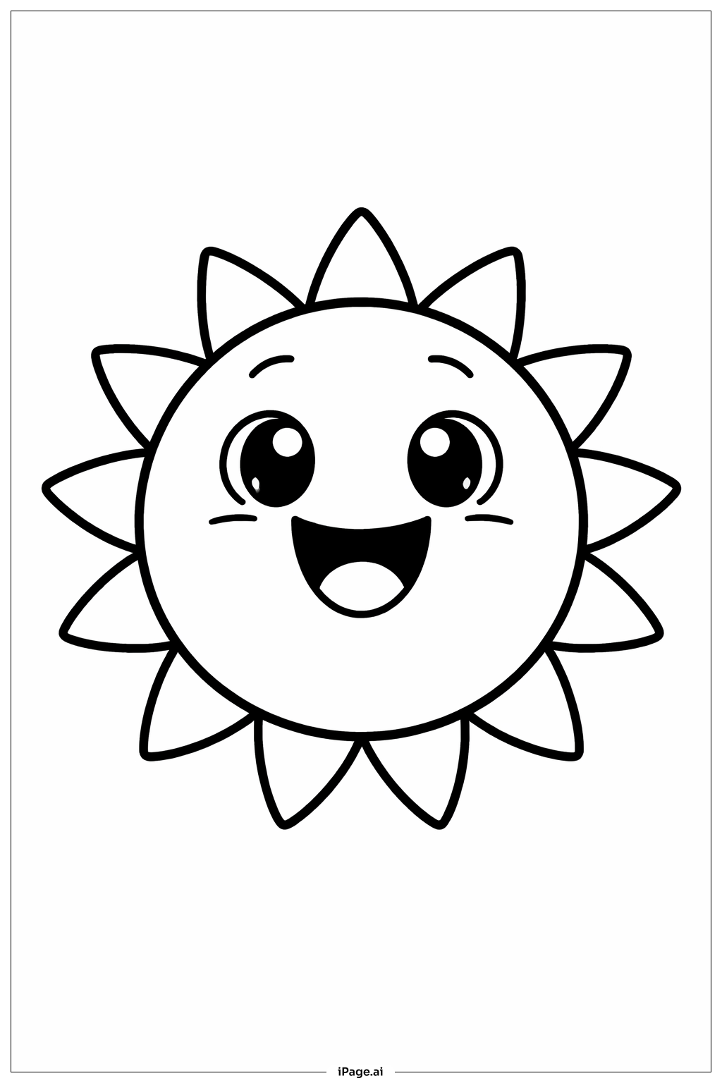  Page de coloriage Visage de Soleil Rieur 