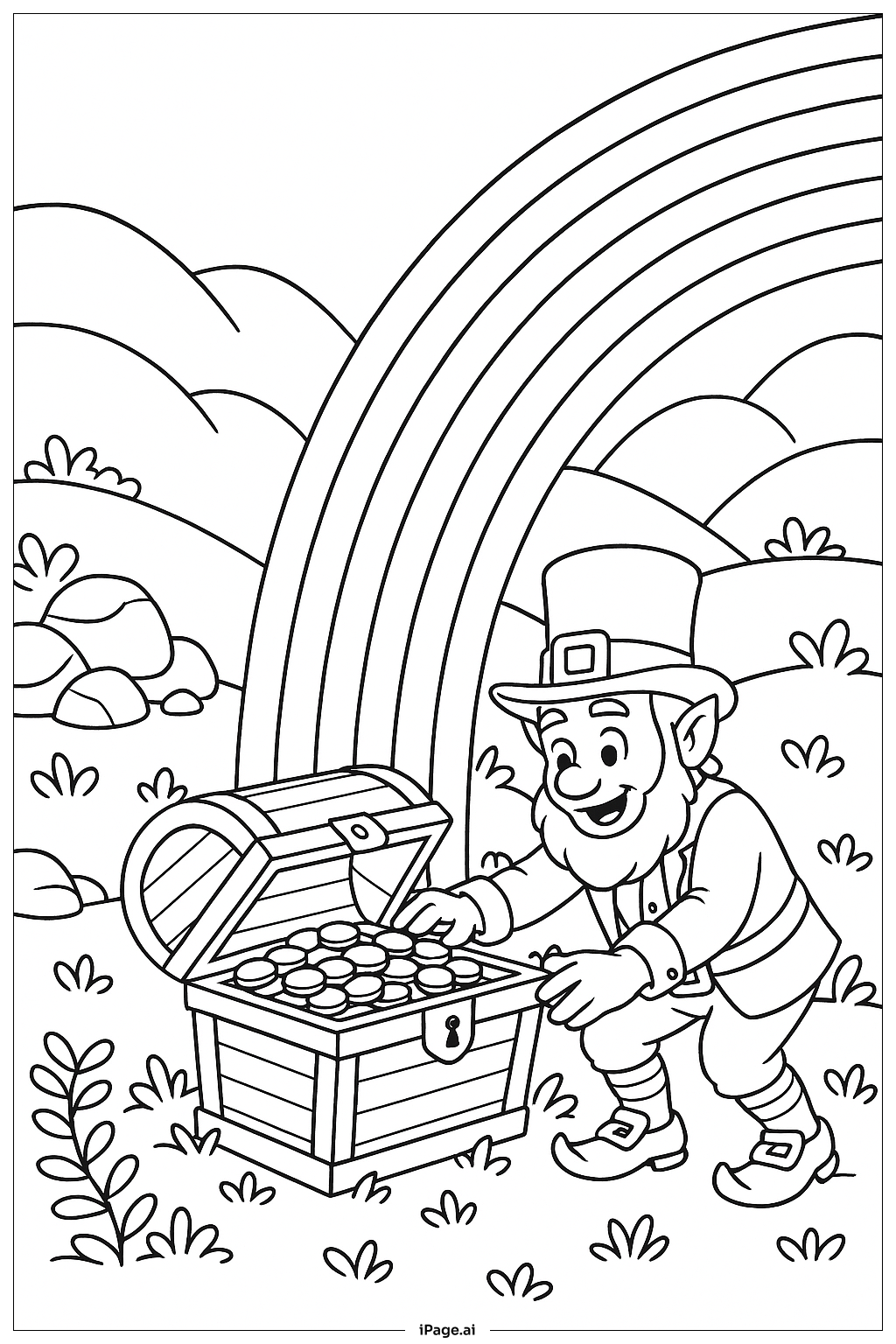  彩虹尽头的矮妖精填色页 