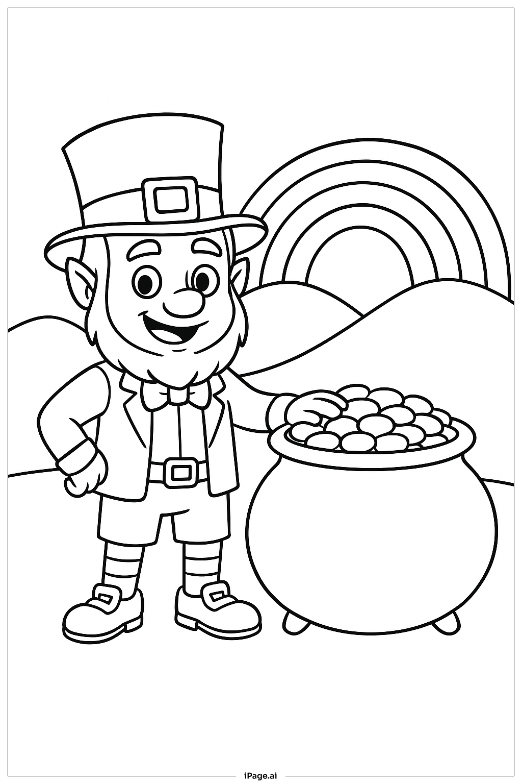  Página para colorear de Duende junto a una olla de oro 