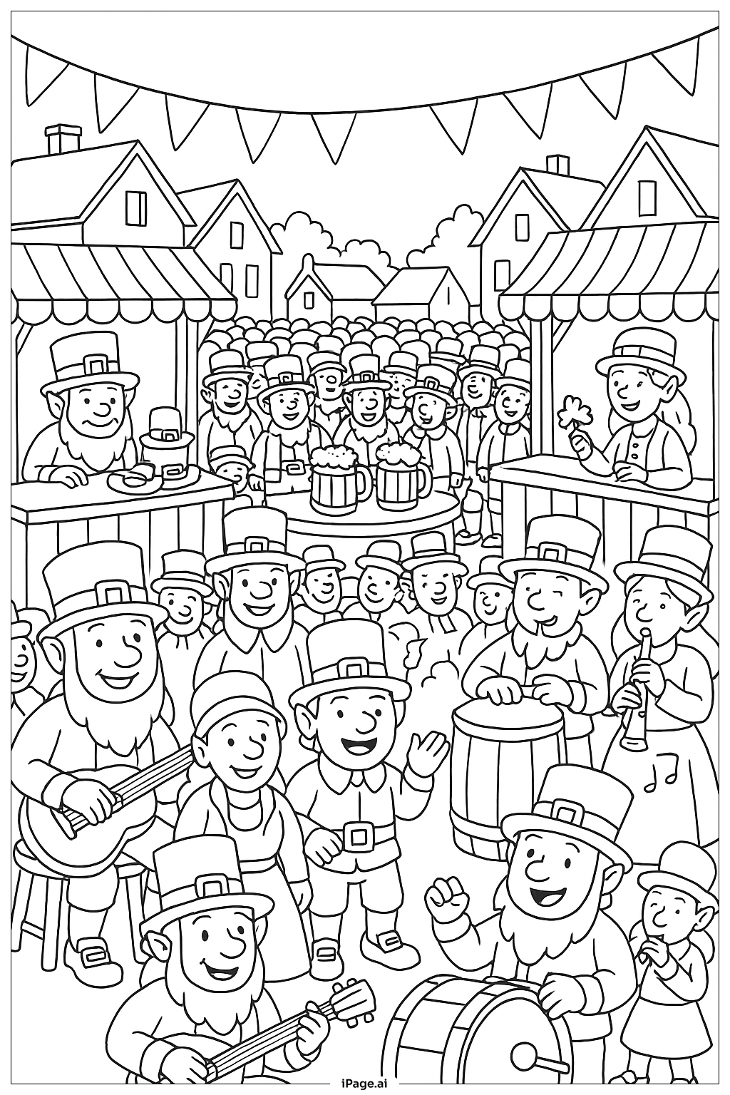  Página para colorear de Duende Celebrando un Festival 