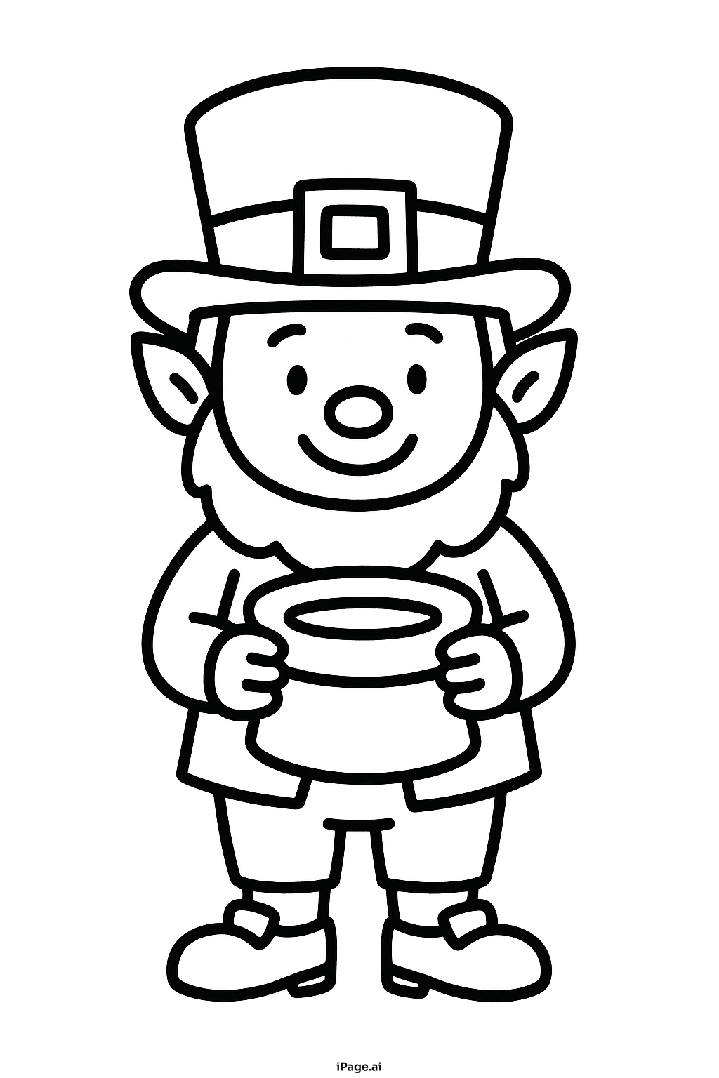  Página para colorear de Duende Sosteniendo un Sombrero 