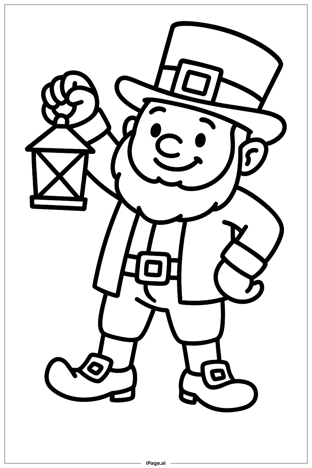  矮妖举灯填色页 