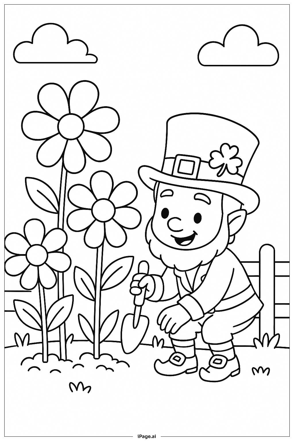  花园里的小精灵填色页 