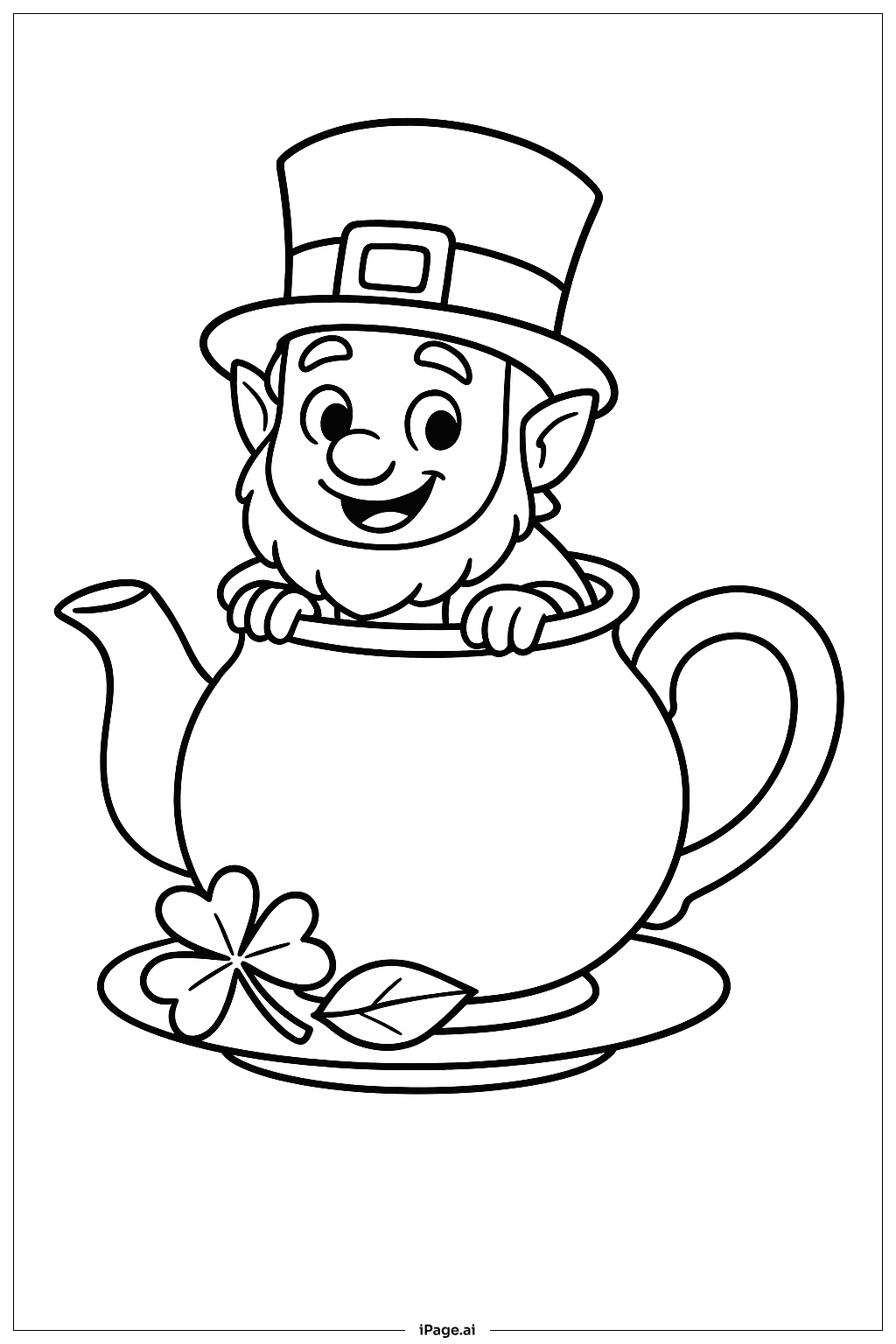  Leprechaun In A Teapot Coloring Page 