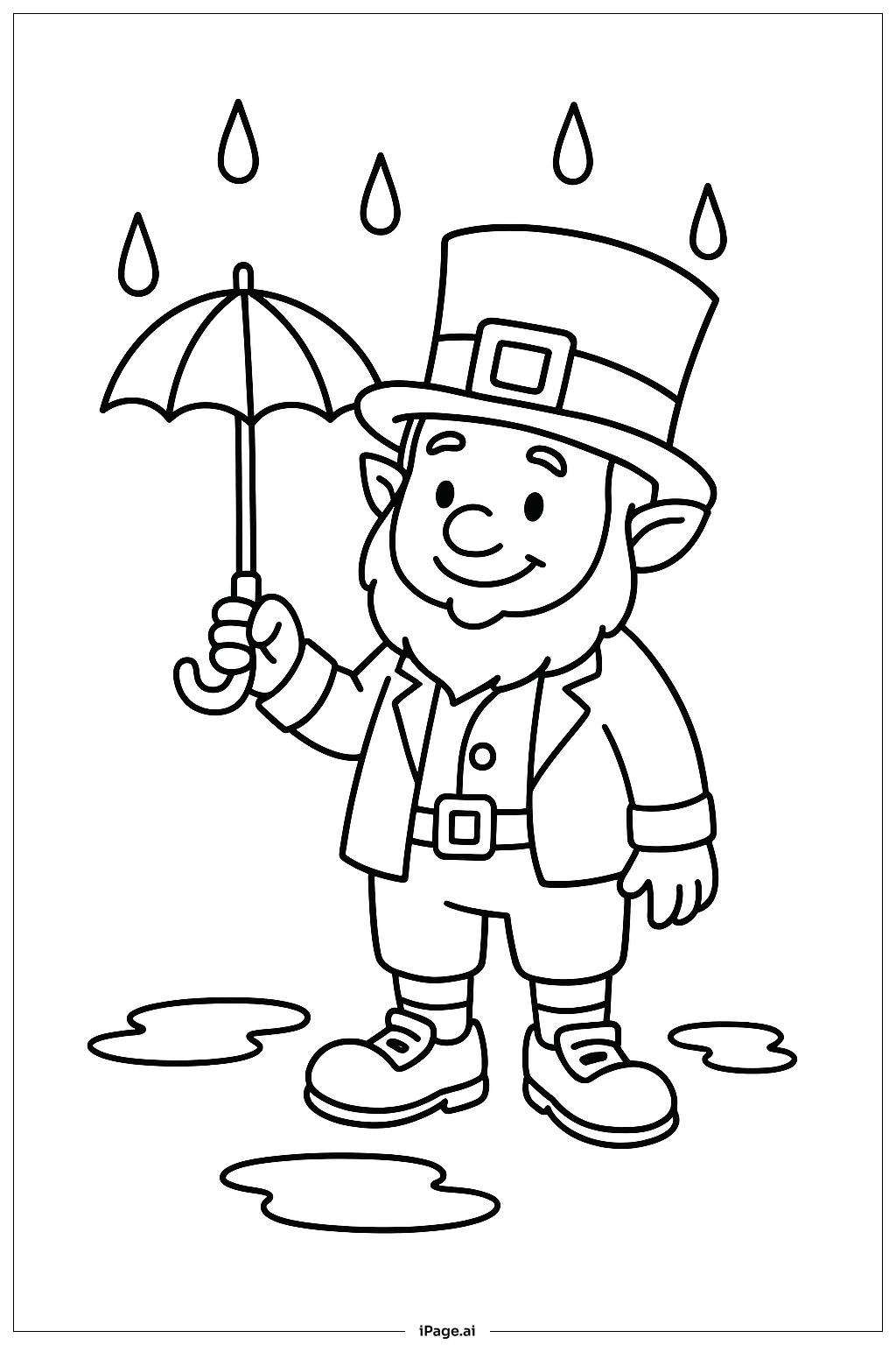  阵雨中的小精灵填色页 