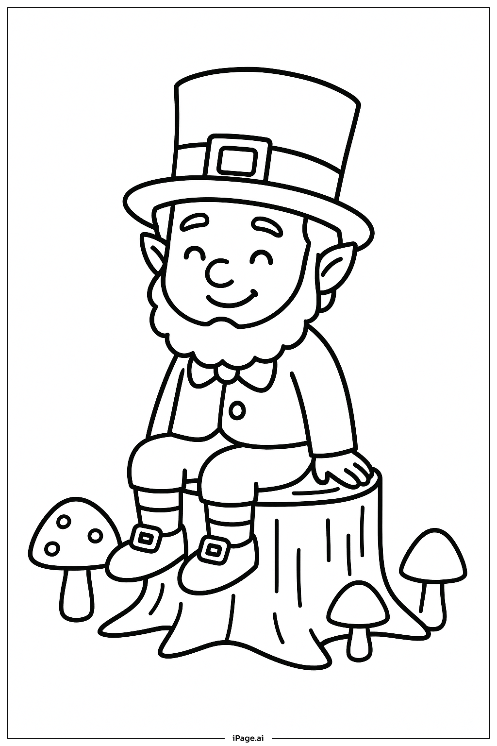  Leprechaun On A Tree Stump Coloring Page 