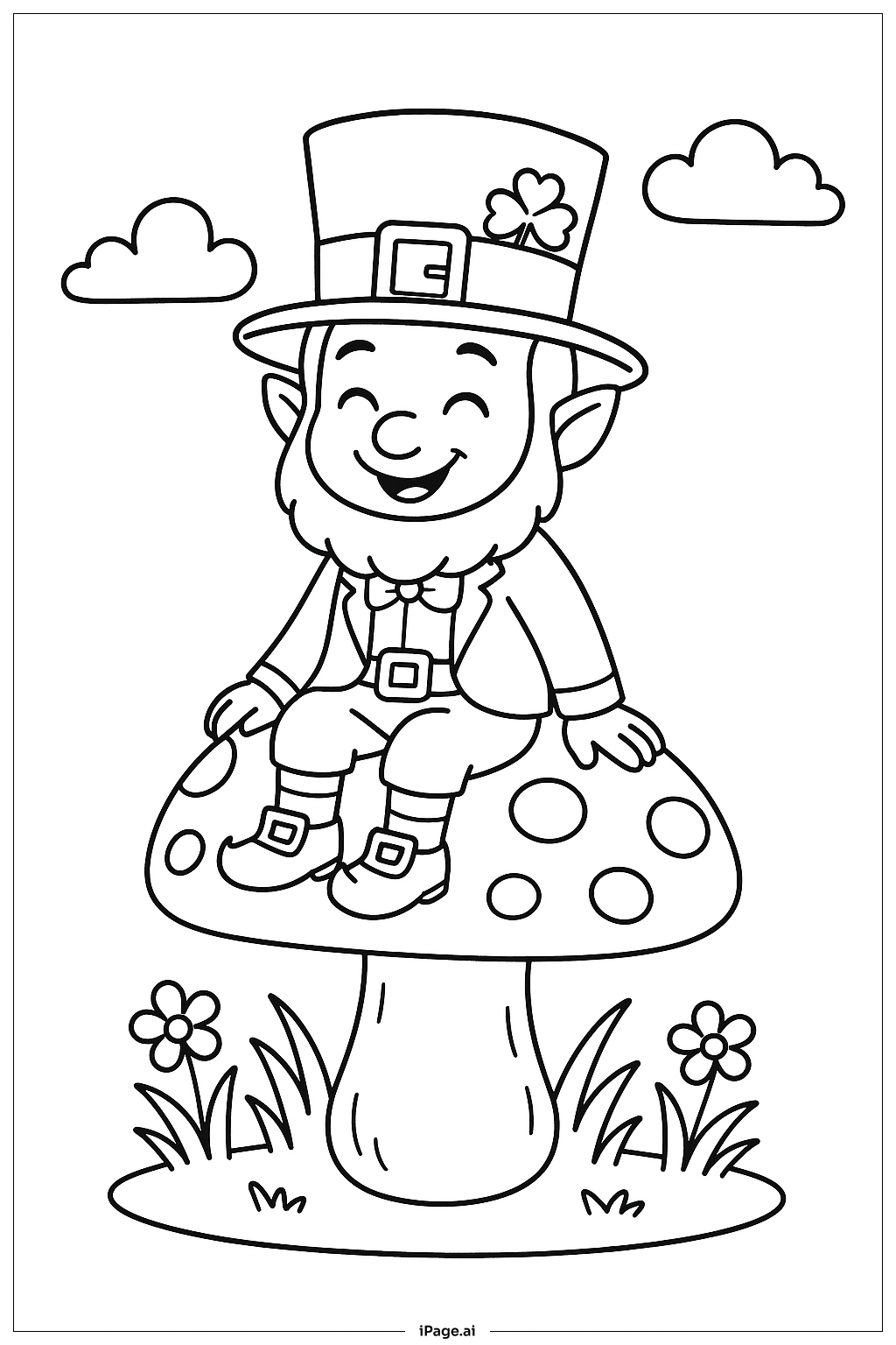  Leprechaun On Mushroom St. Patrick's Day Coloring Page 