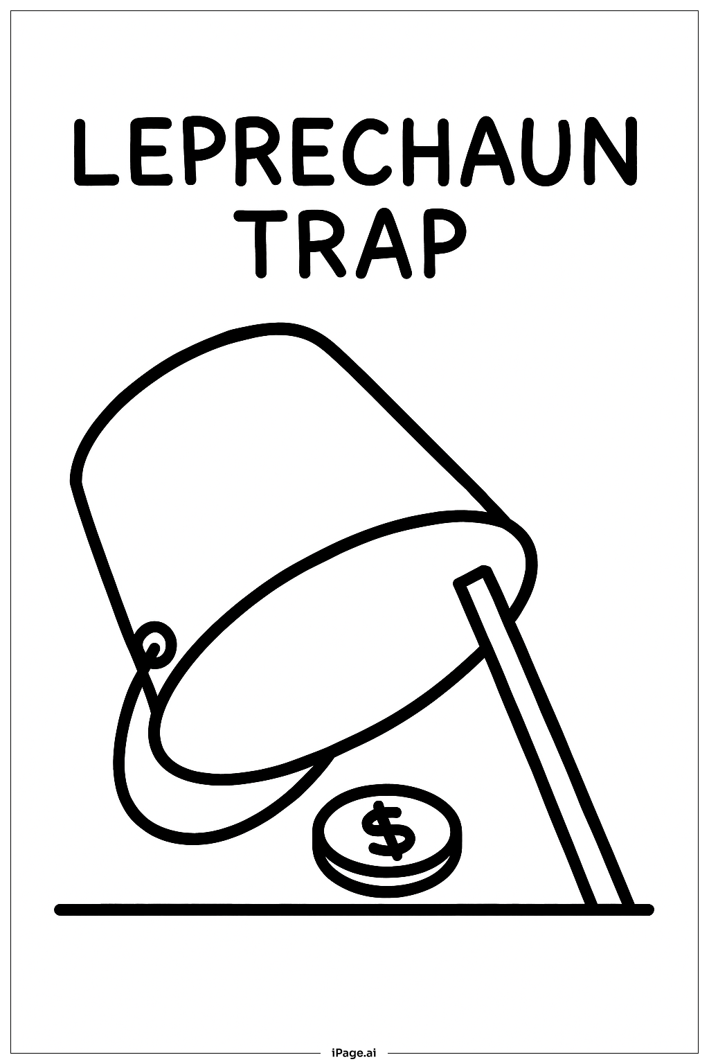 Leprechaun Trap Bucket Flip Coloring Page