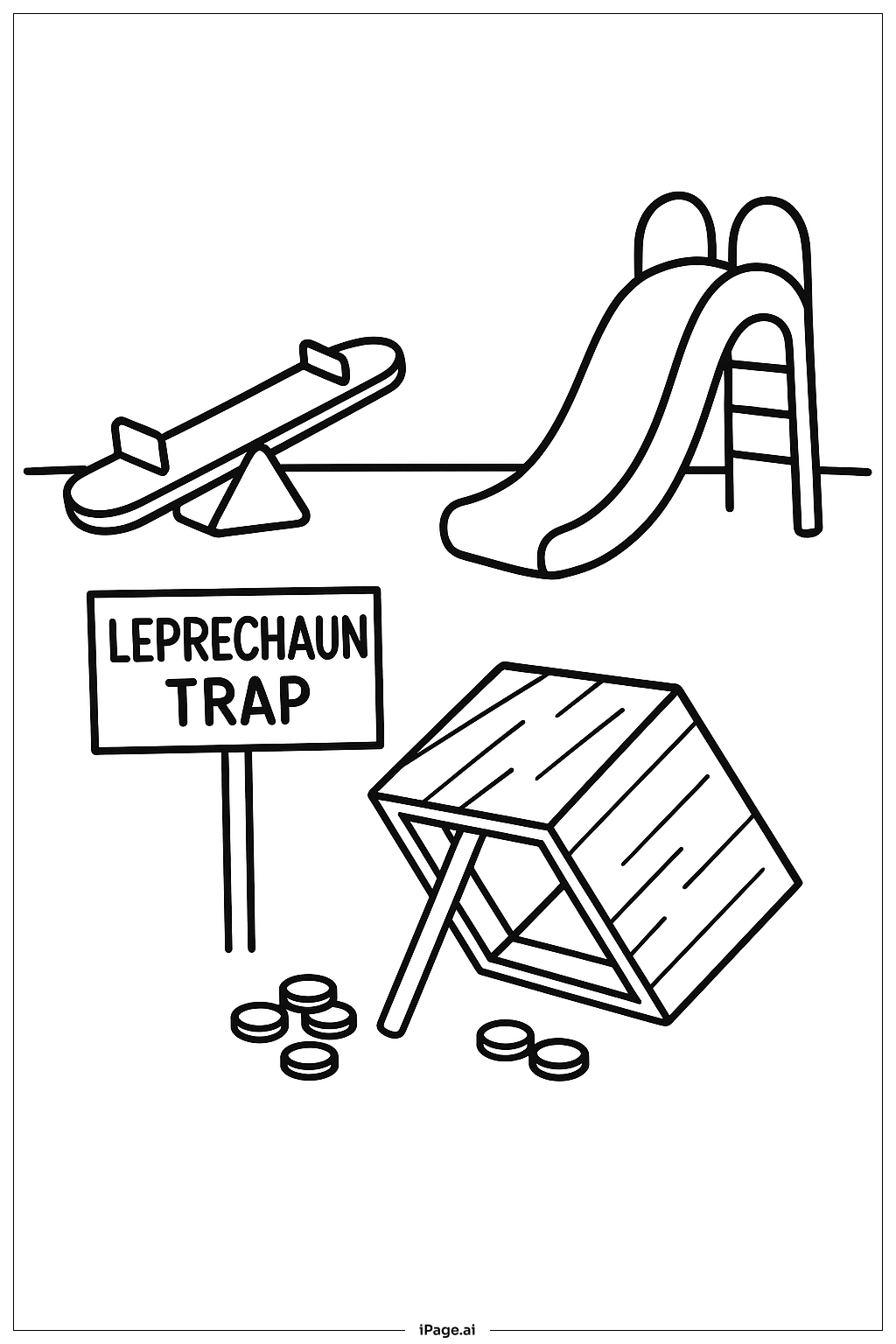 小妖精陷阱遊樂場佈置著色頁