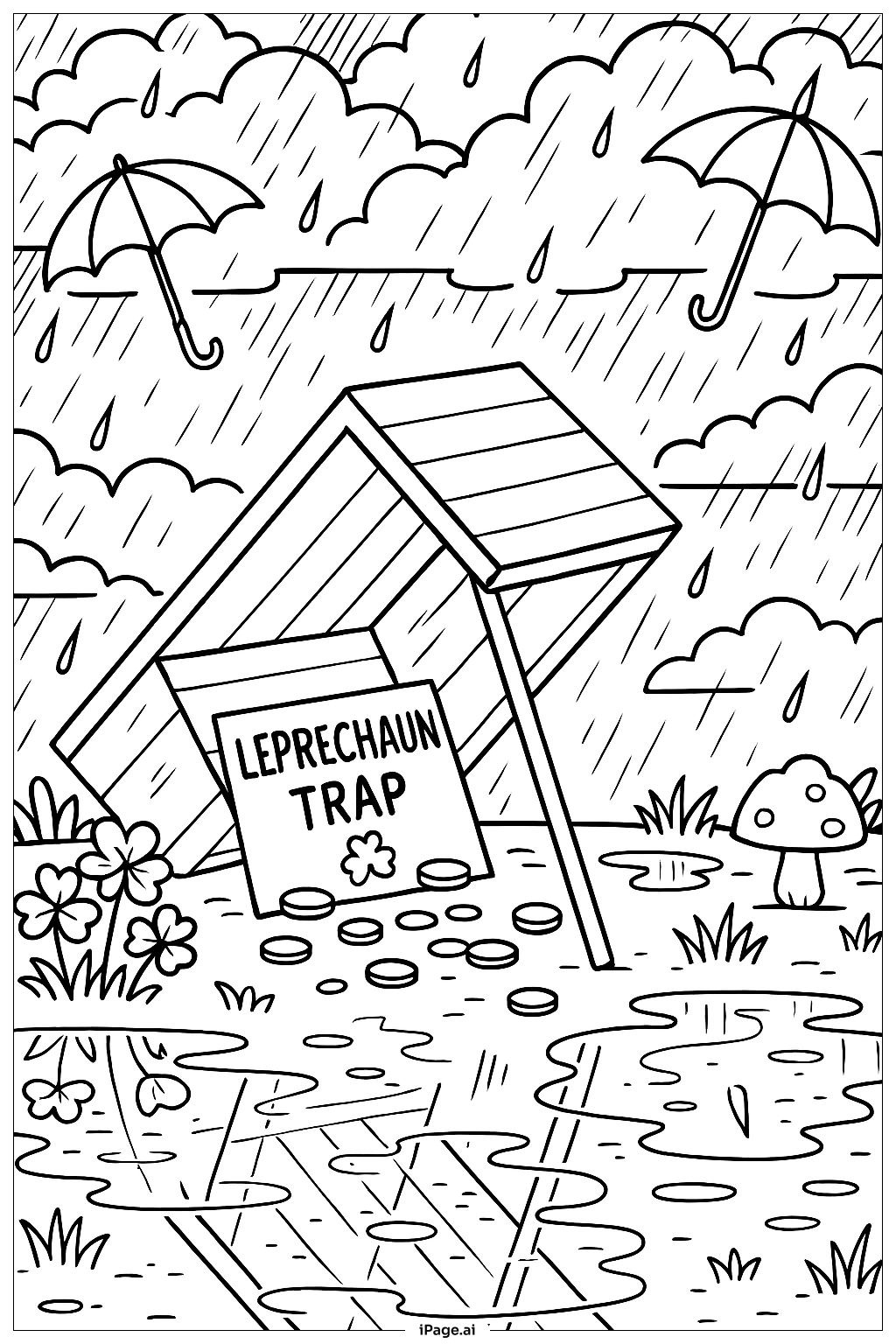 레프리콘 트랩 비 오는 날 계획 색칠공부 페이지