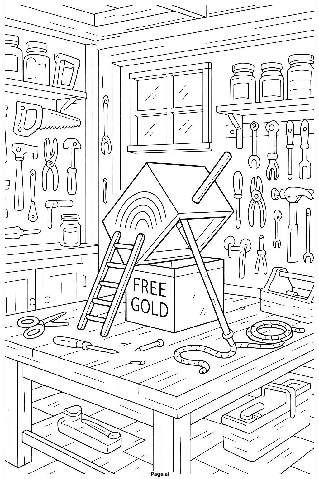 Geheime Werkstatt der Koboldfalle Ausmalseite