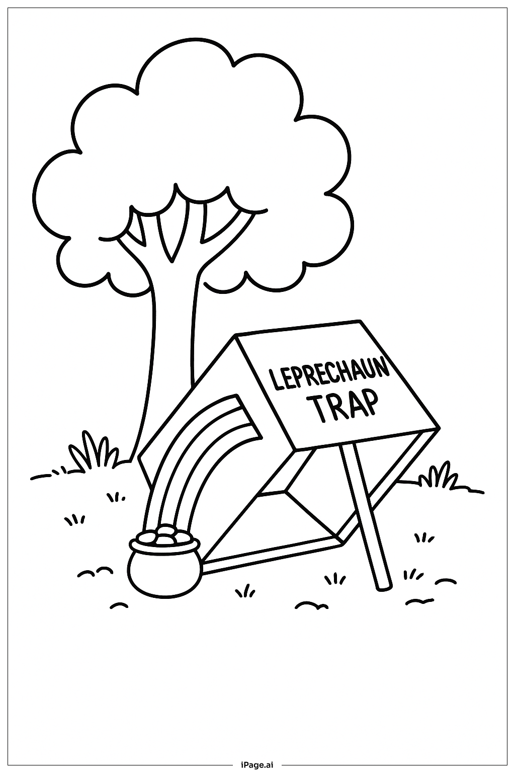  樹下的矮妖陷阱著色頁 