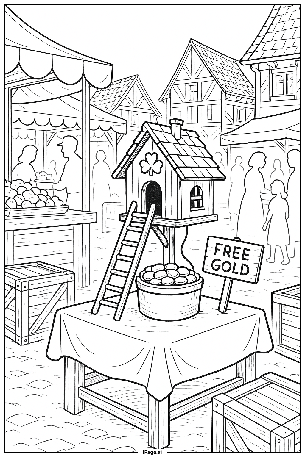 레프리콘 함정 마을 시장 색칠공부 페이지