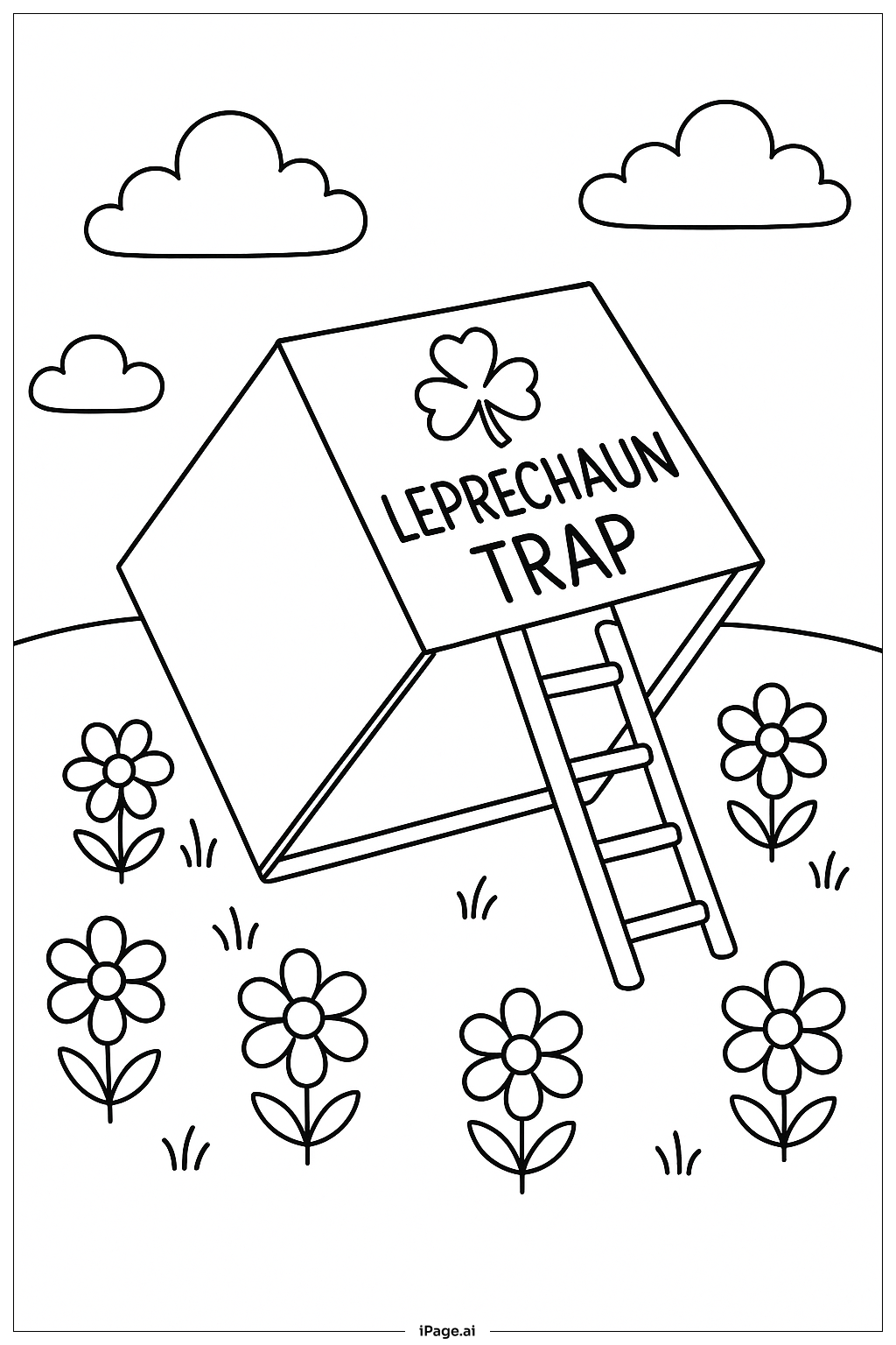 Page de coloriage Piège à Lutin avec des Fleurs