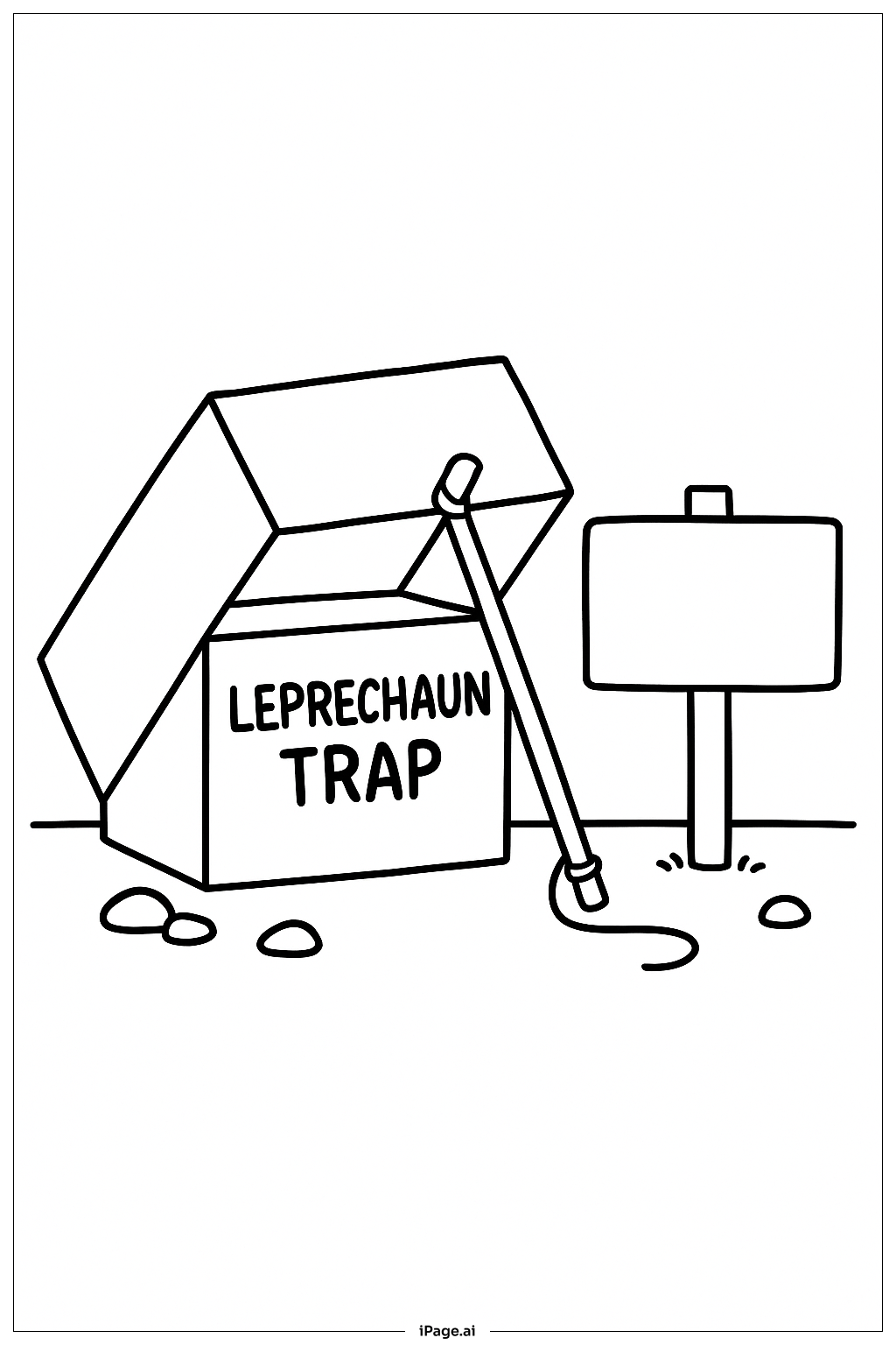 带标牌的小矮妖陷阱填色页