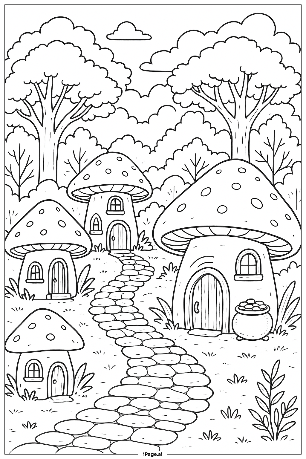  Leprechaun Village St. Patrick's Day Coloring Page 