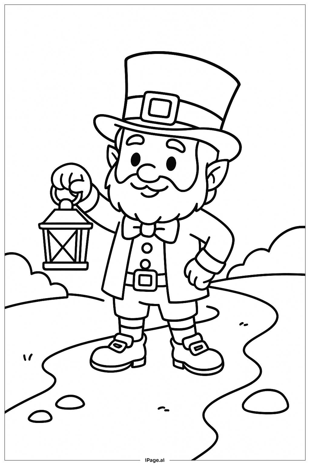  Leprechaun With Lantern Path Coloring Page 