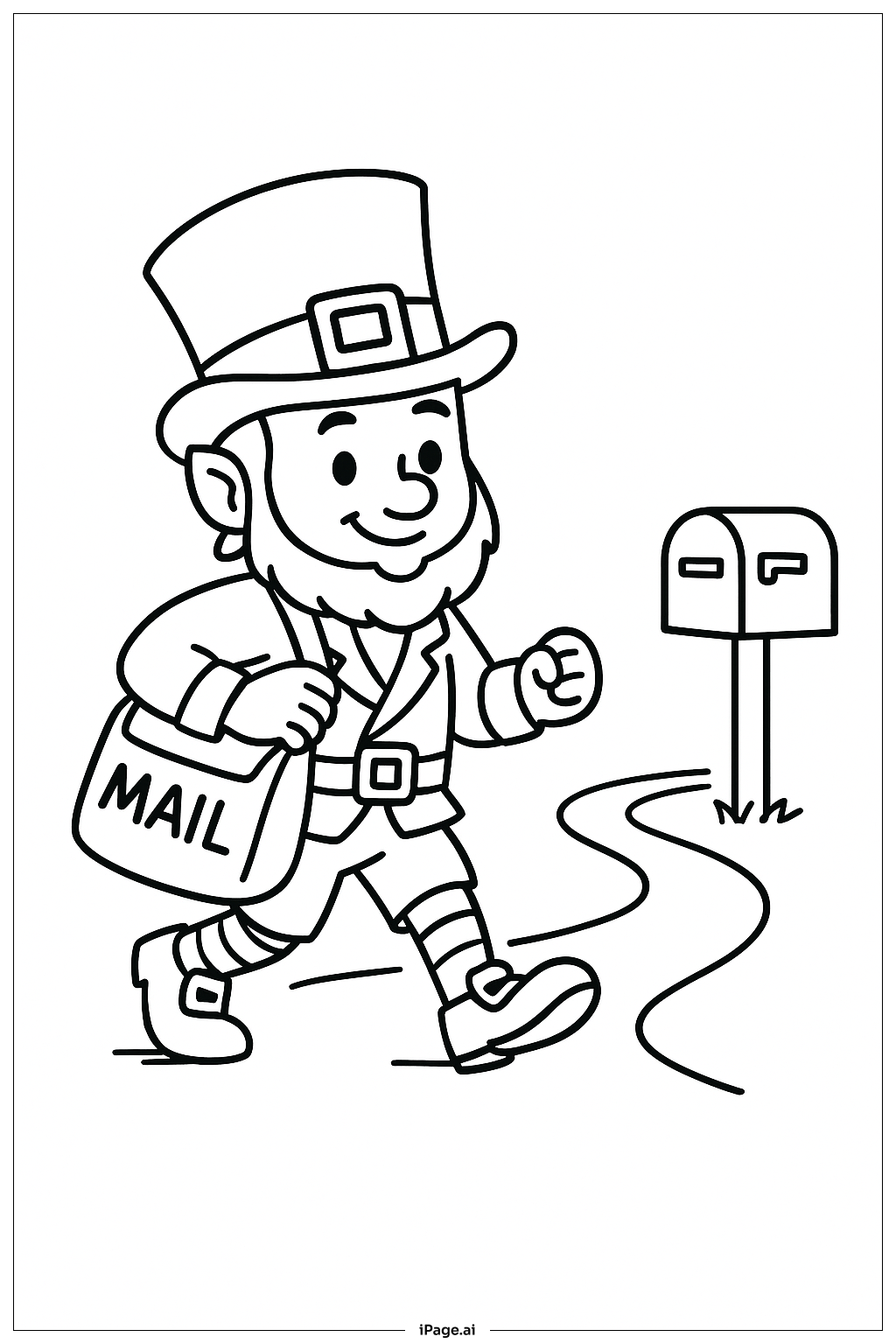  带邮袋的小妖精填色页 