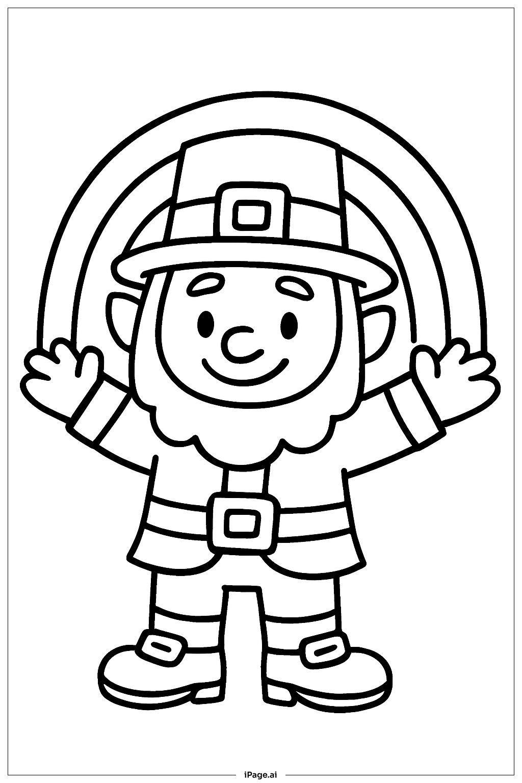  Página para colorear de Duende con Arcoíris 