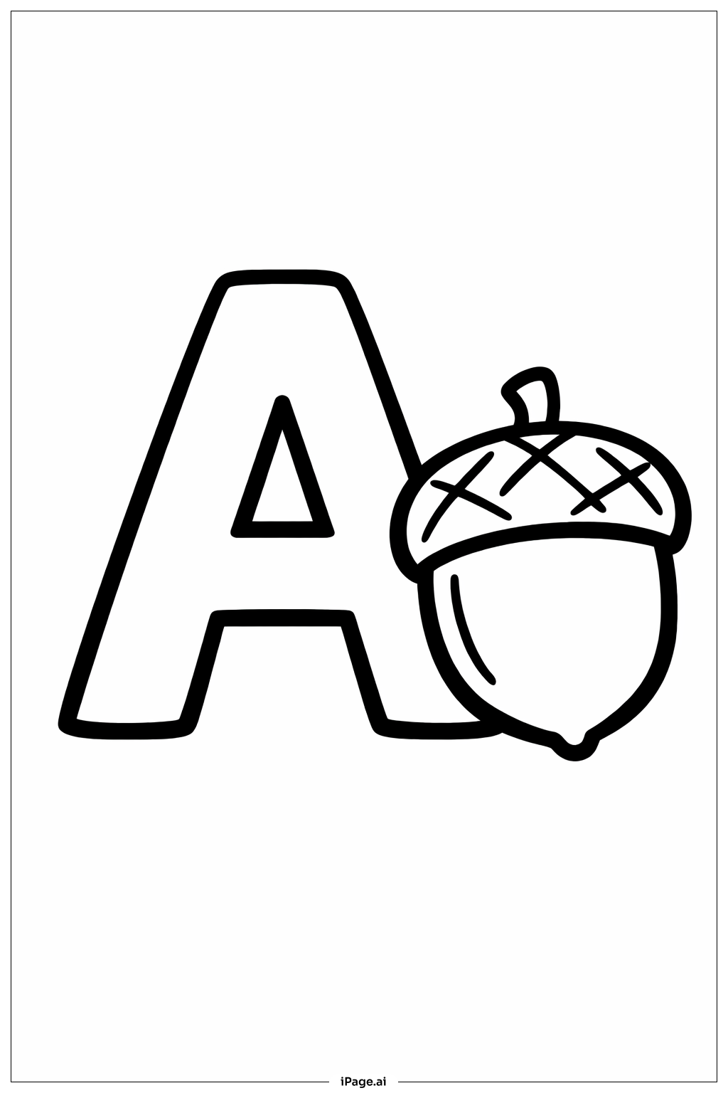 Letter A Acorn Coloring Page