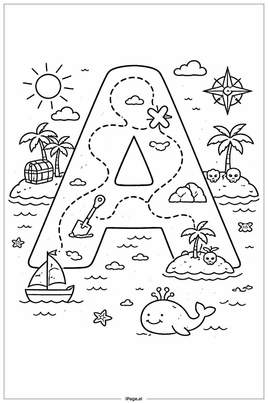 Letter A Adventure Treasure Map