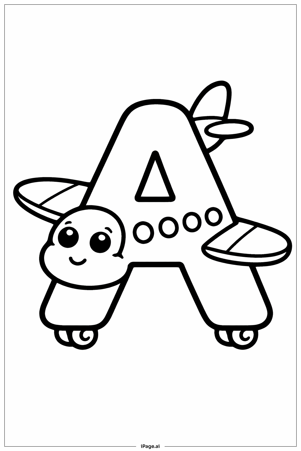Letter A Airplane Coloring Page