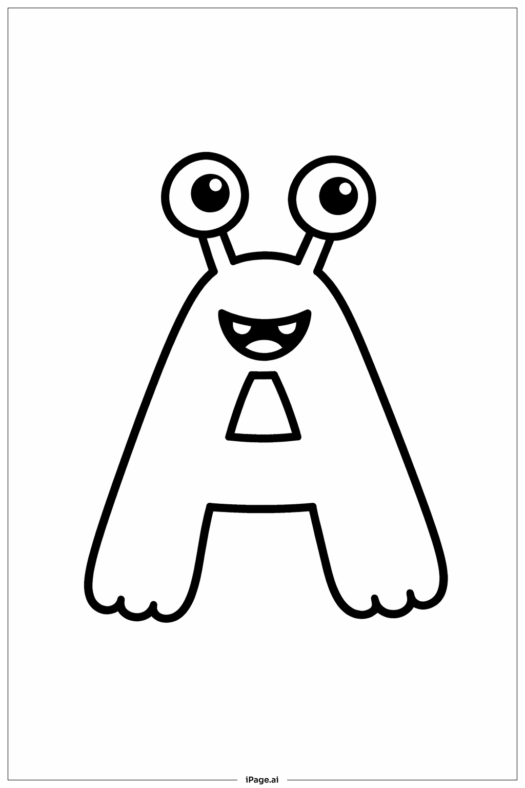Letter A Alien Coloring Page