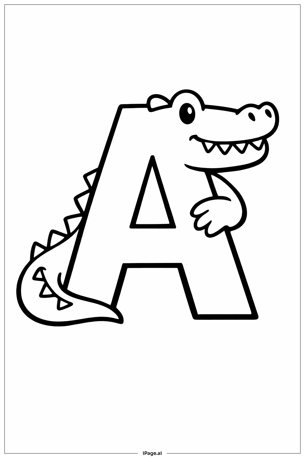Letter A Alligator Coloring Page