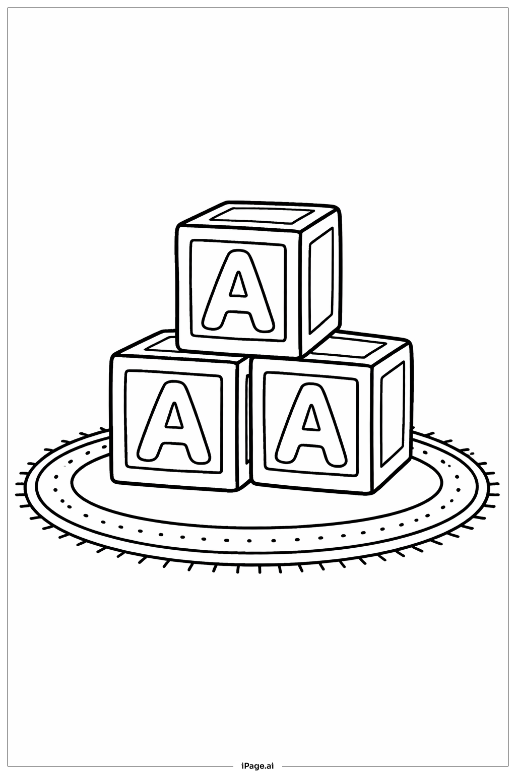 Letter A Alphabet Blocks Stack Coloring Page